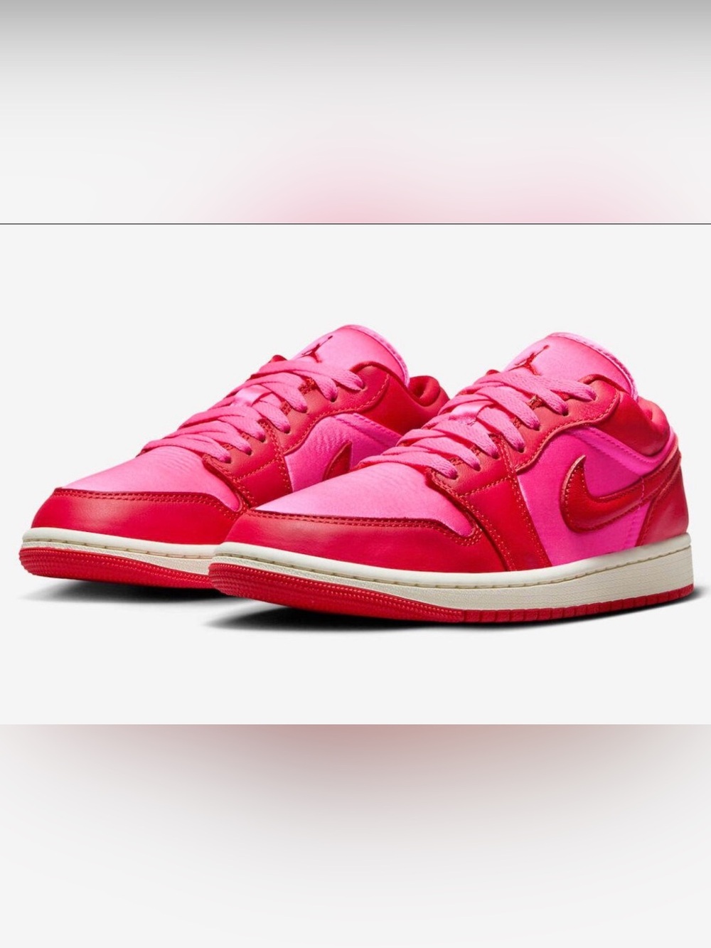 NWT Air Jordan 1 Low Women’s 7.5 Pink Satin Red Sneakers Retro Nike Shoes